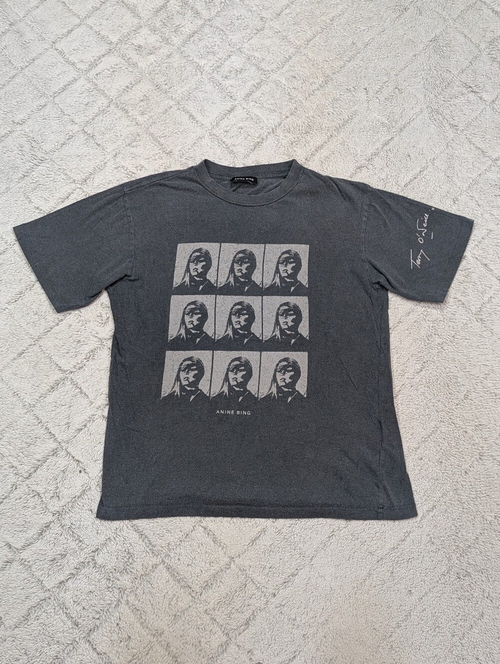 Anine Bing Shirt Womens XS Black Wash Hudson Graphic Tee Bridgett Bardot Film